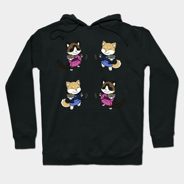 Neko and Inu Noodles Hoodie by Firestorm Fox